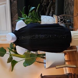 INC Beaded Halter Style Black Blouse Size Large